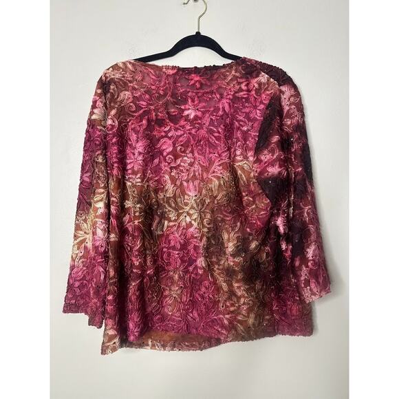 Vintage Dressbarn Woman Top 1X Velvet Burnout Whimsigoth Autumn Fairy Stretch - Picture 5 of 7